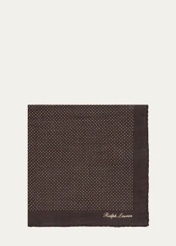 Ralph Lauren Purple LabelPin Dot Cashmere-Silk Pocket Square