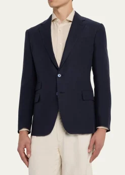 Ralph Lauren Purple LabelKent Hand-Tailored Silk-Linen Jacket