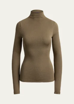 Ralph Lauren CollectionMetallic Silk Rib Turtleneck Top