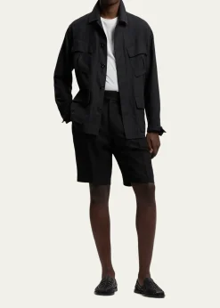 Ralph Lauren Purple LabelMen's Silk and Linen Flap-Pocket Field Jacket