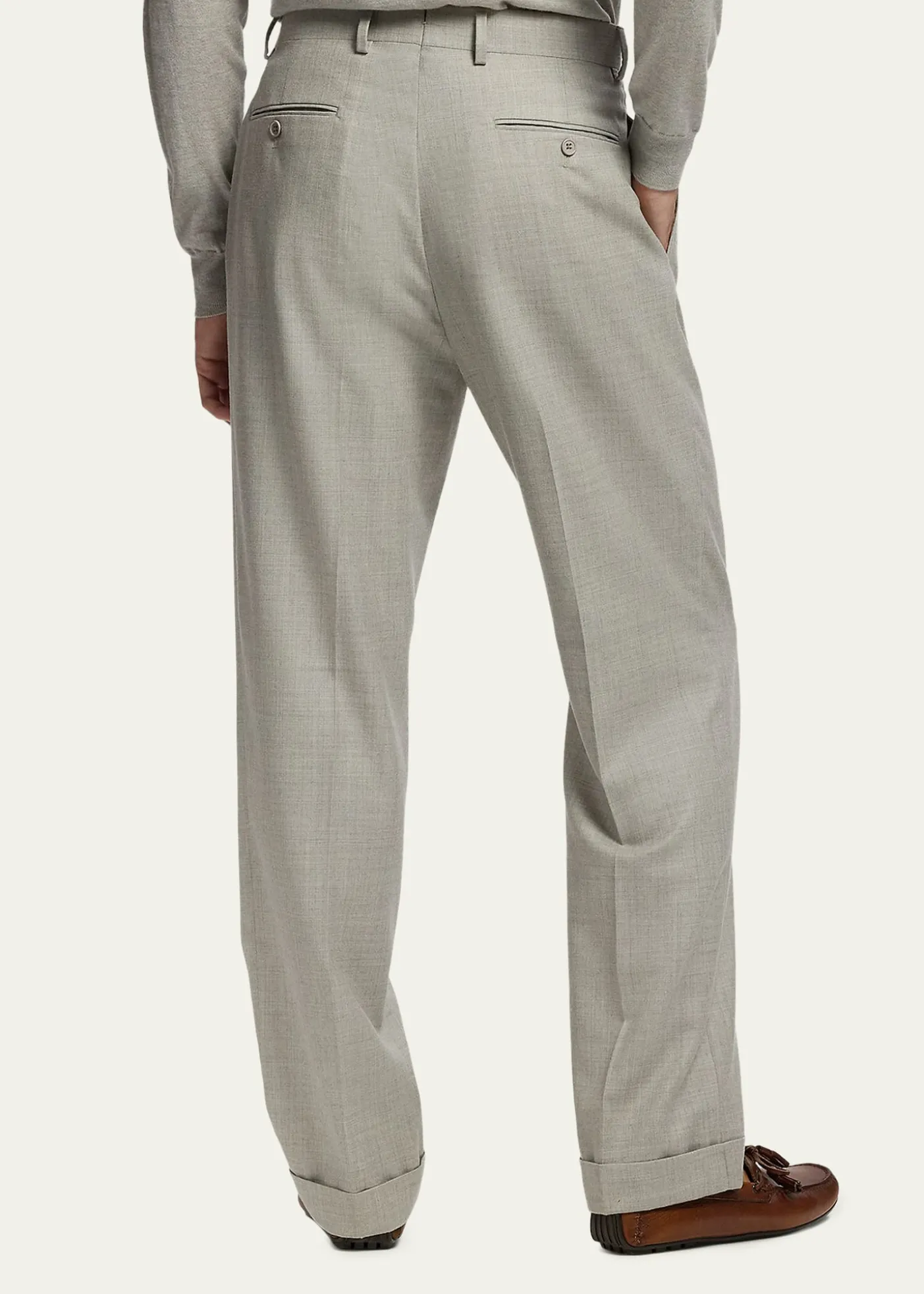 Ralph Lauren Purple LabelMen's Cotton-Stretch Straight Leg Pleated Trousers
