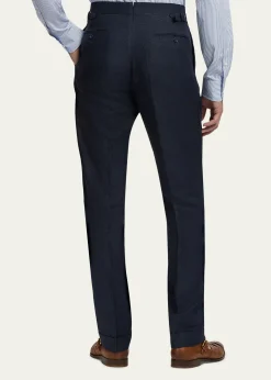Ralph Lauren Purple LabelMen's Cashmere and Silk Glen Plaid Pleated Trousers
