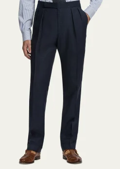 Ralph Lauren Purple LabelMen's Cashmere and Silk Glen Plaid Pleated Trousers