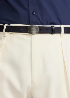 Ralph Lauren Purple LabelMen's Plaque-Buckle Leather Belt