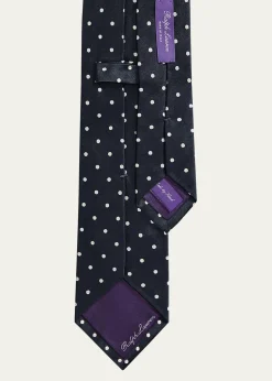 Ralph Lauren Purple LabelPolka-Dot Silk Satin Tie
