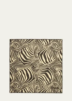 Ralph Lauren Purple LabelZebra-Print Linen Pocket Square