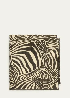 Ralph Lauren Purple LabelZebra-Print Linen Pocket Square