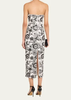 Ramy BrookBonnie Strapless Floral Sequin Column Midi Dress