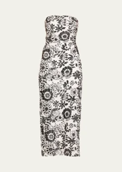 Ramy BrookBonnie Strapless Floral Sequin Column Midi Dress