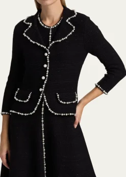 Rickie Freeman for Teri JonBead-Trim Metallic Tweed Blazer