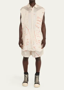 Rick OwensMath Print Satin Drawstring Shorts