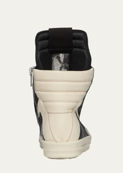 Rick OwensMen's Geobasket Tumbled Leather High-Top Sneakers