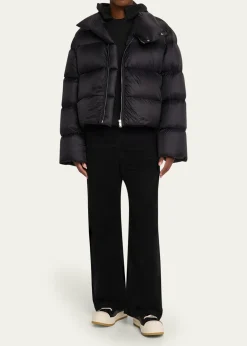 Rick OwensMen's Nylon Cropped Turtleneck Puffer Jacket