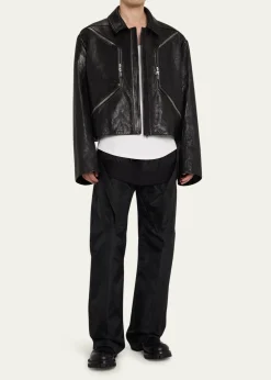 Rick OwensMen's Textured-Leather Biker Jacket