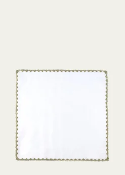 Rosi CollectionMen's Linen Embroidered-Trim Pocket Square