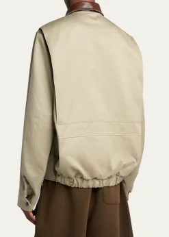 SACAIMen's Canvas and Leather Shirt Jacket