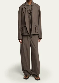 SACAIMen's Cotton Layered Shirt Jacket