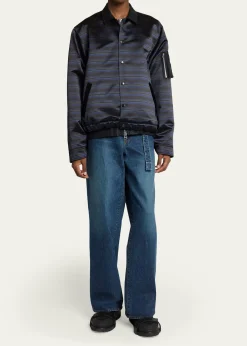 SACAIMen's Multi-Stripe Satin Blouson Jacket