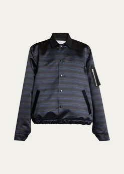 SACAIMen's Multi-Stripe Satin Blouson Jacket