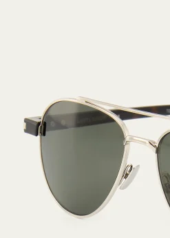 Saint LaurentMen's Sl 843-002 Double-Bridge Aviator Sunglasses