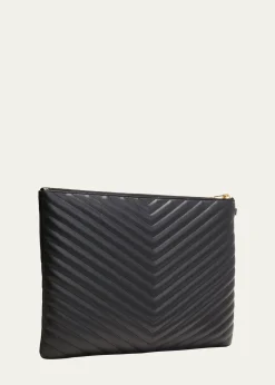Saint LaurentCassandre YSL Monogram Large Pouch in Smooth Leather
