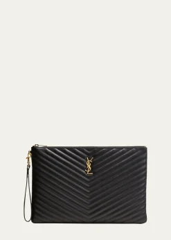 Saint LaurentCassandre YSL Monogram Large Pouch in Smooth Leather