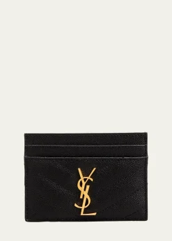 Saint LaurentCassandre YSL Monogram Card Case in Grained Leather