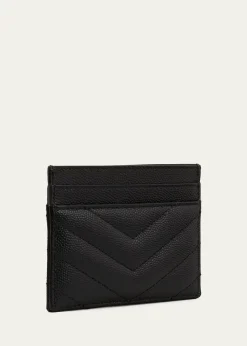 Saint LaurentCassandre YSL Monogram Card Case in Grained Leather