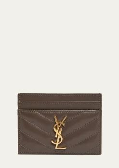 Saint LaurentCassandre YSL Monogram Card Case in Quilted Smooth Leather