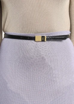 Saint LaurentEmbossed Leather Skinny Belt
