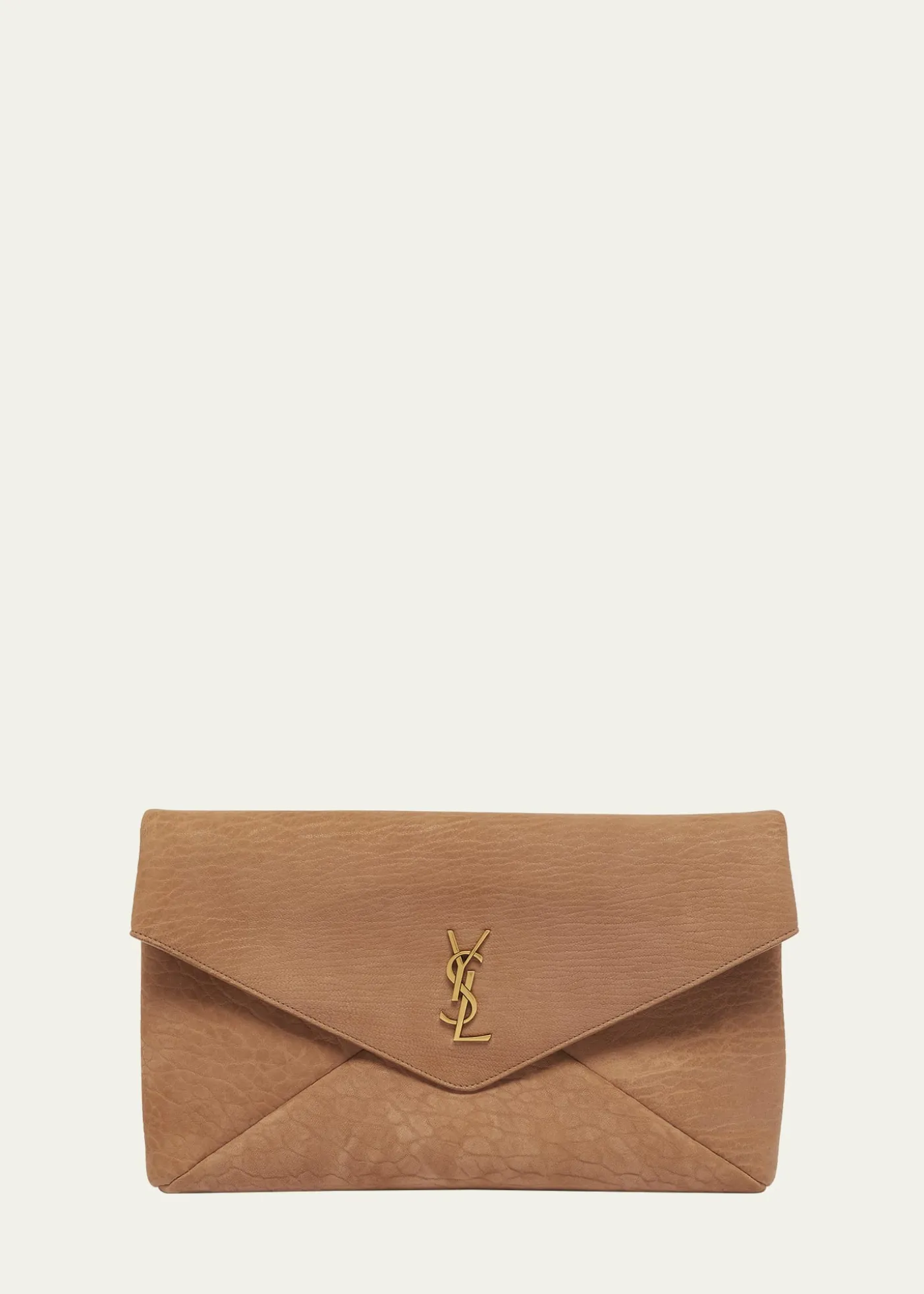 Saint LaurentLarge YSL Envelope Pouch Clutch Bag in Pebbled Leather