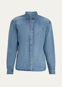 Saint LaurentMen's Cassandra Denim Button-Down Shirt