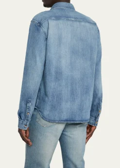 Saint LaurentMen's Cassandra Denim Button-Down Shirt