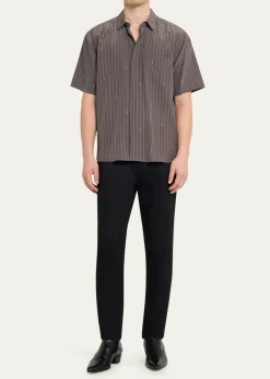 Saint LaurentMen's Cassandre Short-Sleeved Button-Front Shirt