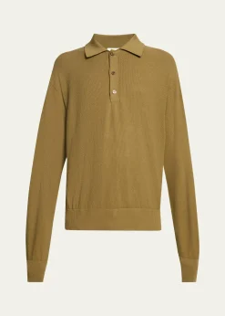 Saint LaurentMen's Cotton Knit Polo Sweater