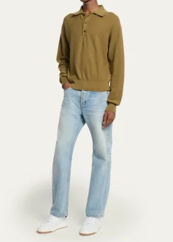 Saint LaurentMen's Cotton Knit Polo Sweater