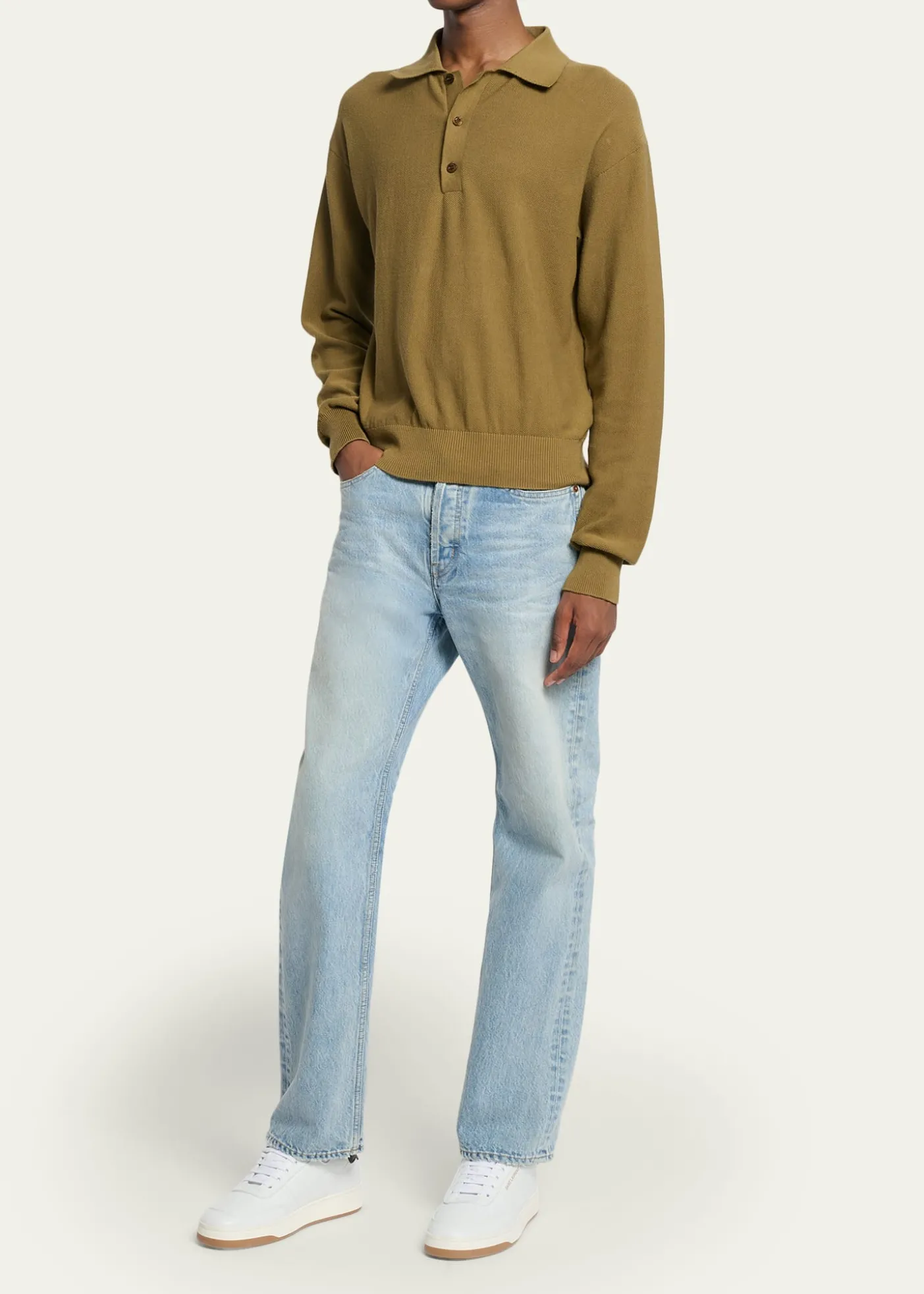 Saint LaurentMen's Cotton Knit Polo Sweater