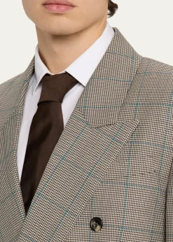 Saint LaurentMen's Double-Breasted Check Wool Blazer