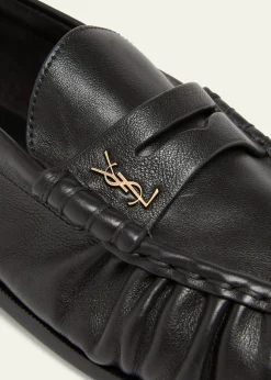 Saint LaurentMen's Le Loafer Creased Leather Mules