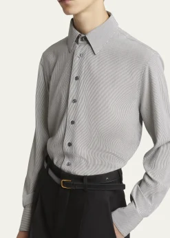 Saint LaurentMen's Micro-Striped Silk Sport Shirt