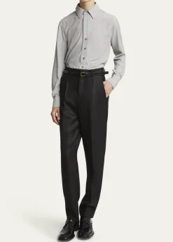 Saint LaurentMen's Micro-Striped Silk Sport Shirt