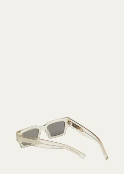 Saint LaurentMen's Rectangle Acetate Sunglasses with Logo