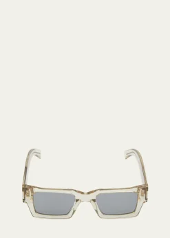 Saint LaurentMen's Rectangle Acetate Sunglasses with Logo