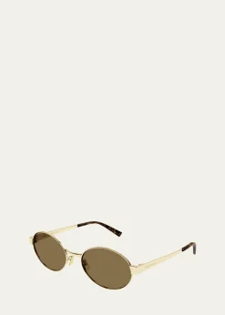 Saint LaurentMen's Round Nylon and Metal Sunglasses