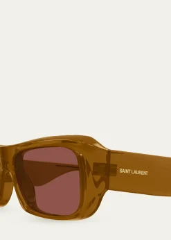 Saint LaurentMen's SL 869 Rectangle Acetate and Bio-Nylon Sunglasses