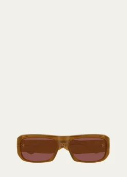 Saint LaurentMen's SL 869 Rectangle Acetate and Bio-Nylon Sunglasses