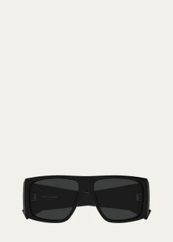 Saint Laurent57mm Acetate Semi-Shield Sunglasses