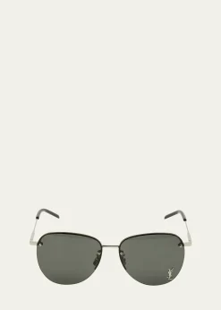 Saint LaurentUnisex Mask Mirrored Shield Metal Sunglasses