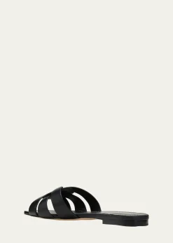 Saint LaurentWoven Leather Sandal Slide