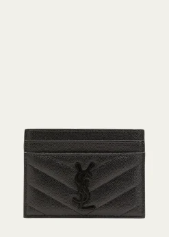 Saint LaurentYSL Monogram Card Case in Grained Leather